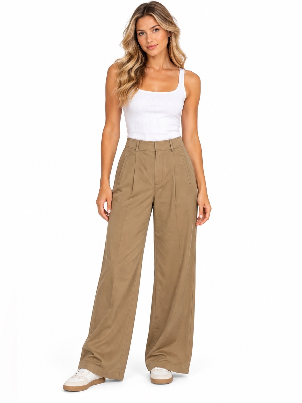 Everlane Size 12S Wide Leg High-Waist Pants in Khaki